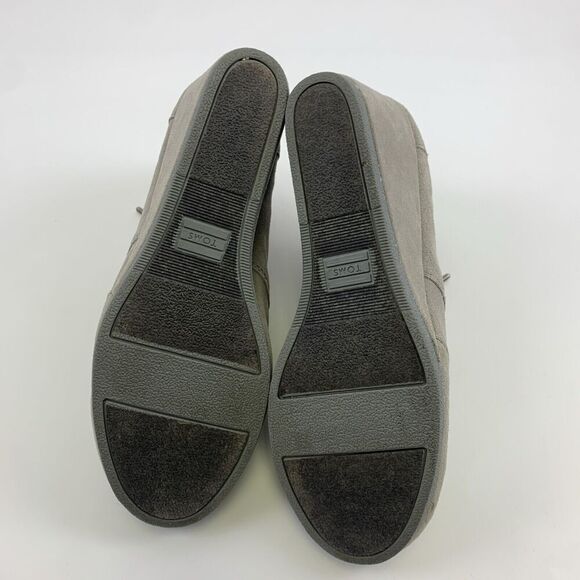 Toms Suede Desert Wedge Bootie Gray Lace Up Multi Embroidered Aztec Womens 8.5 - Picture 12 of 12